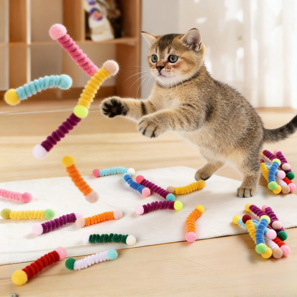 Interactive Cat Spring Toy – Colorful Spiral Plastic Kitten Toy for Chasing, Biting & Swatting | Durable Indoor Cat Play Toy