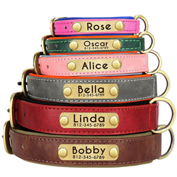 Personalized PU Leather Dog Collar – Free Custom Engraved Name ID | Soft Padded Adjustable Collar for Small, Medium & Large Dogs