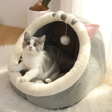 Deep Sleep Cat Bed – Foldable Cartoon Pet Cave Bed | Soft Washable Cozy Sleeping Bed for Cats & Small Dogs