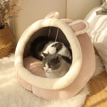 Deep Sleep Cat Bed – Foldable Cartoon Pet Cave Bed | Soft Washable Cozy Sleeping Bed for Cats & Small Dogs